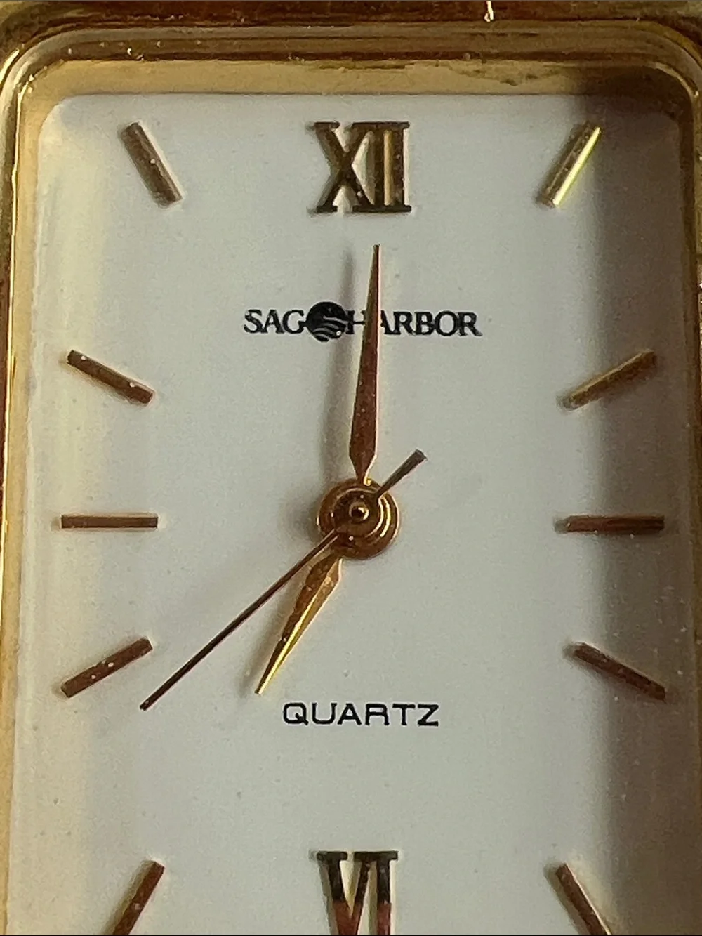 Sag Harbor Gold Mantel Clock with White Dial